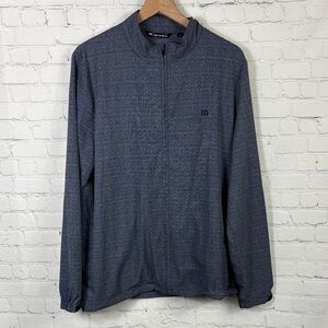 TRAVIS MATHEW Men's Blue Geometric Performance Full Zip Golf Jacket size large